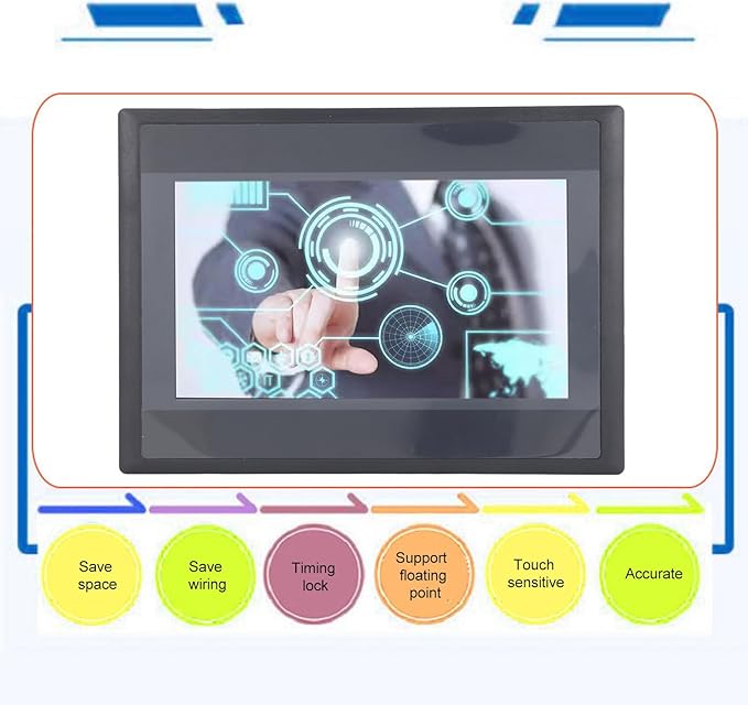 PLC Touch Screen 7 Inch TFT LCD Display with 12 Digital Inputs / 8 Transistor Outputs for FX3U Series PLC Industrial HMI Control Panel with 240MHz ARM9 CPU
