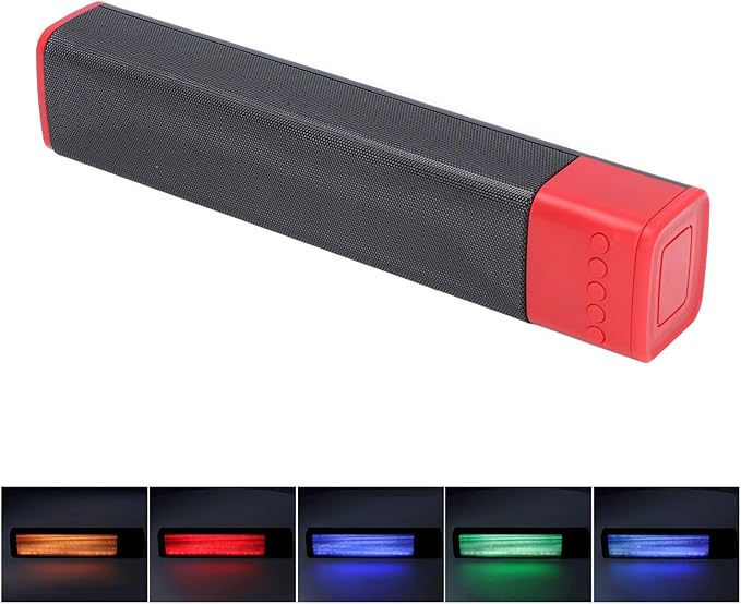 Yoidesu RGB Desktop Soundbar Bluetooth Computer Speaker with Dynamic Lighting Audio Light Sync Display 4Ω 5W for Home Gathering Outdoor Picnic (Red)
