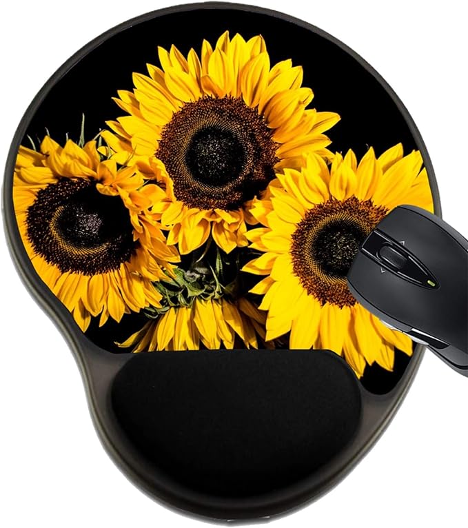 MSD Mousepad Wrist Rest Protected Mouse Pads/Mat with Wrist Support Design for Yellow Summer Sunflower Flower Nature Flora Seed Garden Sun Spring Beauty F
