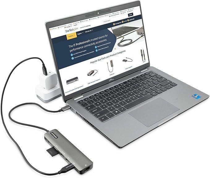 StarTech.com 7-in-1 USB-C Hub Extra Long Cable Multiport Adapter with Gigabit Ethernet 4K 60Hz HDMI Gigabit Ethernet SD/microSD and 100W Charging for MacBook Pro/Air and Windows