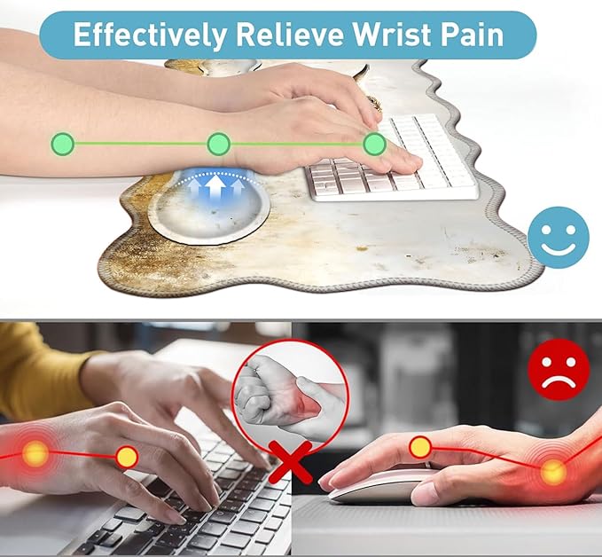 Large Mouse Pad and Keyboard Wrist Rest Desk Pad for Keyboard and Mouse 4-in-1 Large Gaming Mouse Pad with Wrist Support Desk Mat for Home Office Study Game-Vintage Highland Cow