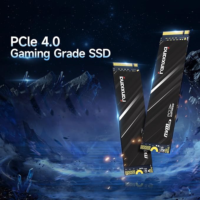Fanxiang 1TB NVMe SSD PCIe Gen4 M.2 Internal Gaming SSD for PS5 Up to 4800 MB/s 3D NAND SLC Cache Solid State Drive Upgrade Storage for PC/Laptops S690Q