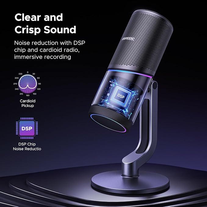 UGREEN 2K Webcam Full HD 1080P Webcam for PC Web Camera with Autofocus Privacy Cover Dual Noise Cancelling Mics Bundle with Microphone for PC USB Mic with RGB Lights Mute Button 24bit/96kHz