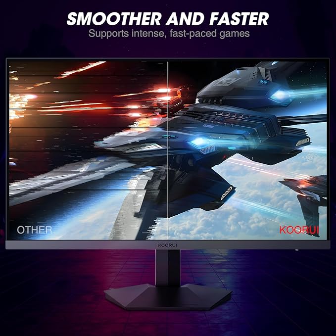 KOORUI 27 Inch Gaming Monitor 240hz 1ms FHD 1920x1080 90% DCI-P3 100% sRGB Color Gamut Adaptive Sync Compatible HDMI DisplayPort Black GN02
