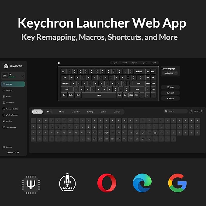 Keychron Q7 Wired Custom Mechanical Keyboard 70% Layout QMK/VIA Programmable Macro with Hot-swappable Gateron G Pro Brown Switch Double Gasket Compatible with Mac Windows Linux (Gray - New)