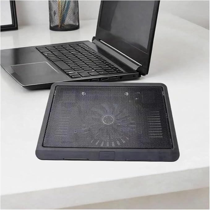 1Pc Laptop Fan Cooling Pad with Big Fans Portable Laptop Cooling Fan with 2 in 1 USB Port Blue LED Light Adjustable Stand Pad(with 4 Fans)