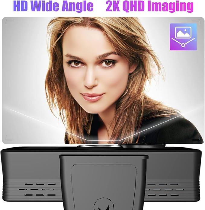 1440P HD Webcam Computer Webcam with Microphone USB PC Web Camera 120-degree Wide Angle with Dual Speakers Free Drive for Recording Calling Conferencing Gaming Compatible with Windows Vista iOS