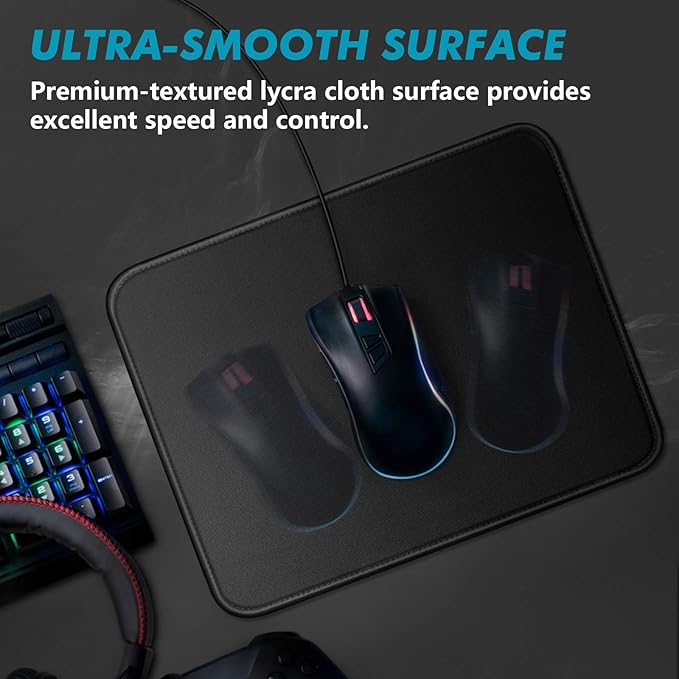 Black Mouse Pad for Desk Basic Mouse Pads Bundle for Compuer and Laptop Big Mouse Mat with Non-Slip Rubber Base &amp Stitched Edges Premium-Textured &amp Waterproof Computer Mousepad (8PC Size L