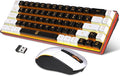 Snpurdiri 60% Wireless Gaming Keyboard and Mouse ComboOrange Backlit Rechargeable 2000mAh BatteryMini Mechanical Feel Anti-ghosting Keyboard + Popular RGB Mice for Gaming Office(Black-White)