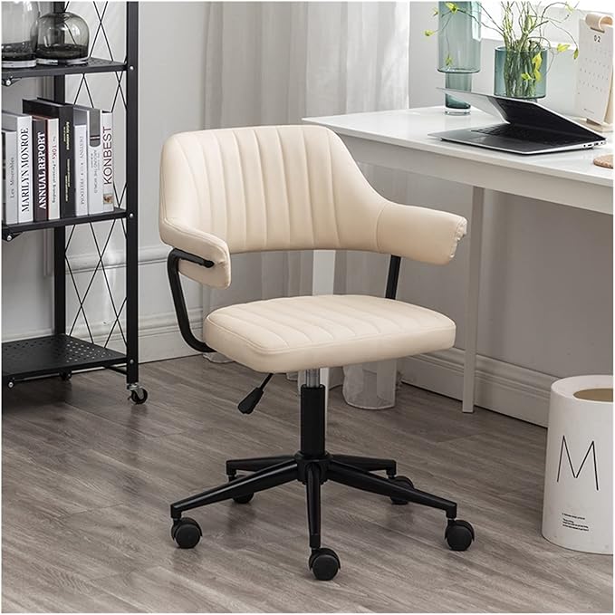 Adjustable Office Computer Chair with Armrest Simple Office Chair Home Comfortable Swivel Chair Breathable Student Dormitory Office Chair(White)