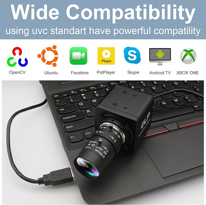 USB Camera 1080P High Speed 260fps 5-50mm 10X Optical Zoom Lens 2MP USB Webcam Manual Close up Zoom in and OutUVC Computer Comference Golf Swing Camera for Raspberry Pi Windows Mac
