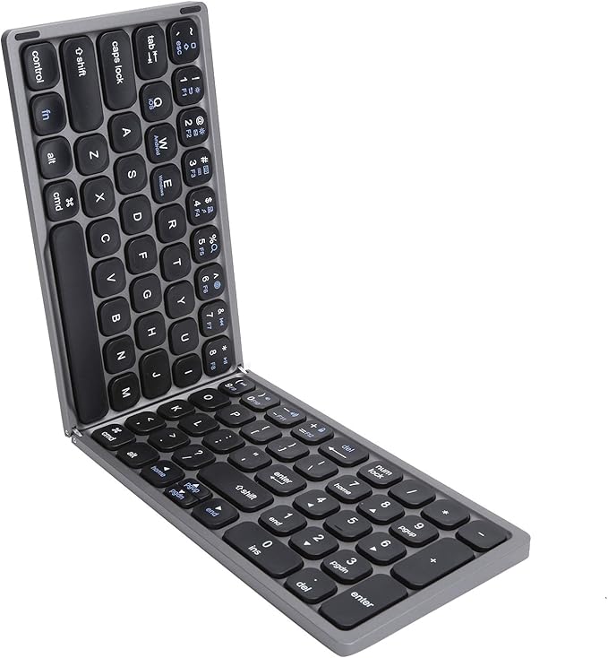 Hilitand Folding Bluetooth Keyboard Ultra?Thin Foldable Keypad Full?Size Typewriter for iOS for Android for Laptop Tablet Smartphone()