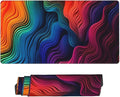 Vibrant Wavy Rainbow Desk Cover MatExtended Large Mouse PadComputer Laptop Mat Desk Decor for Office Game Home 30x16 Inch