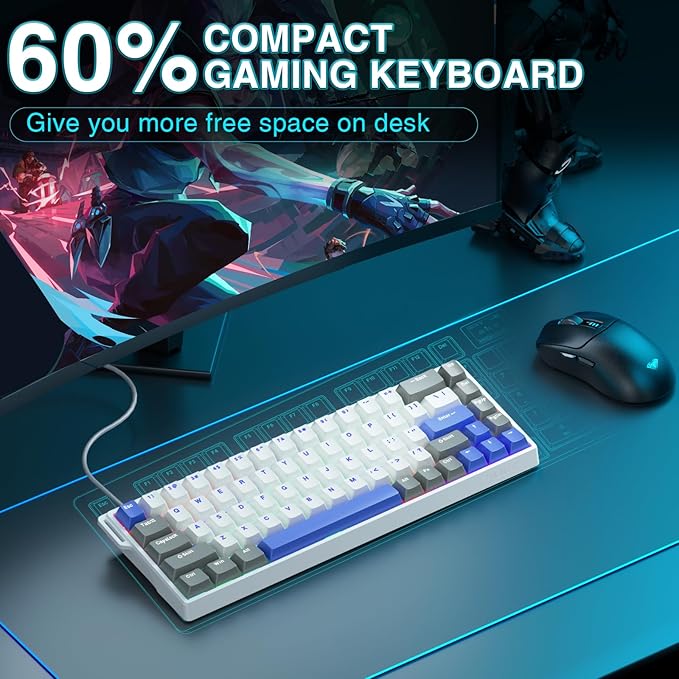 AULA WIN68 HE MAX - Hall Effect Gaming Keyboard with Magnetic Switch Adjustable Actuation Fast Trigger Mode 8KHz Polling Rate RGB Backlit Wired Mechanical Gaming Keyboard 60 Percent Compact Design