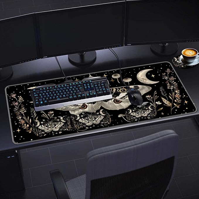 Keyboard Wrist Rest SetMemory Foam Wrist Support Mouse Pad31.5x11.8 Desk Mat for Comfortable Typing &amp Pain ReliefNon-Slip Base for Office &amp Home Use - Mushroom Moth