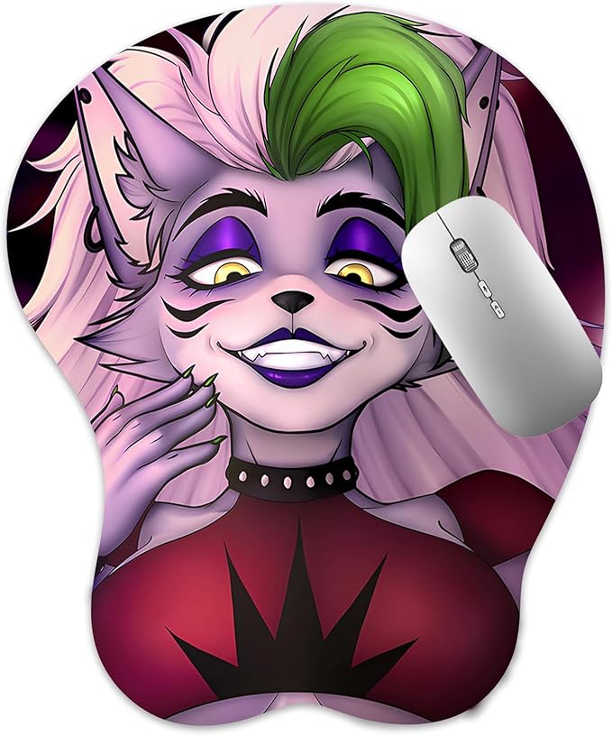 Oppai Mouse Pad 3D Mousepad Furry Anthro Anime Manga Breast Gaming Wrist Rest Boob pad Anti-Slip Mouse Mat (Roxanne)