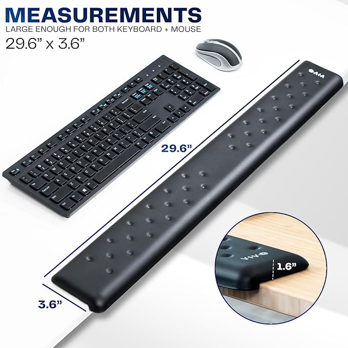 VIVO Ergonomic Long 30” Wrist Pad Non-Slip Memory Foam Arm Rest for Desk Elbow Cushion with L-Shaped Edging Black DESK-WR30
