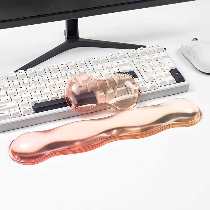 Gel Keyboard and Mouse Wrist Rest Set – Clear Orange Wrist Rest for Computer Keyboard 60%/68%/75% Keyboard Cushion Comfort &amp Support for Typing and Gaming