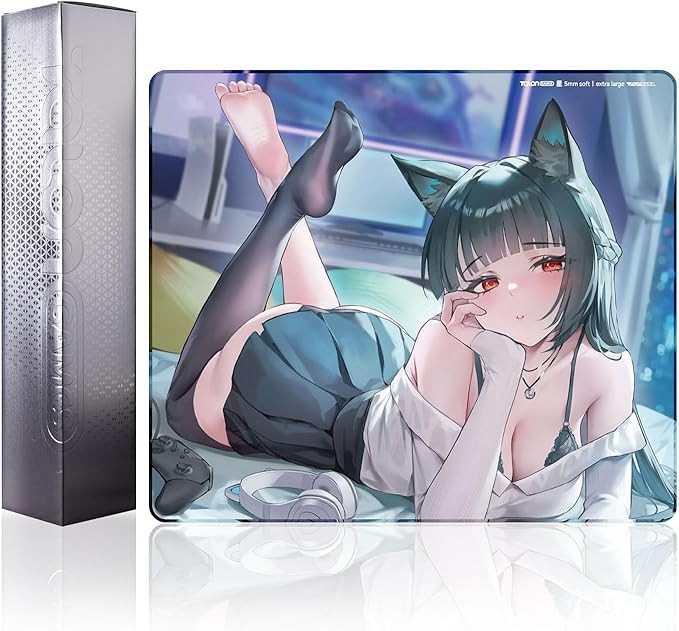 TALONGAMES 星 Series Esports Professional Level Gaming Mouse Pad 5mm Thickness Anti-Slip Base Anti-Fray Precision Stitching Medium to Low Glide Speed 19.3in x 16.5in L Size Black