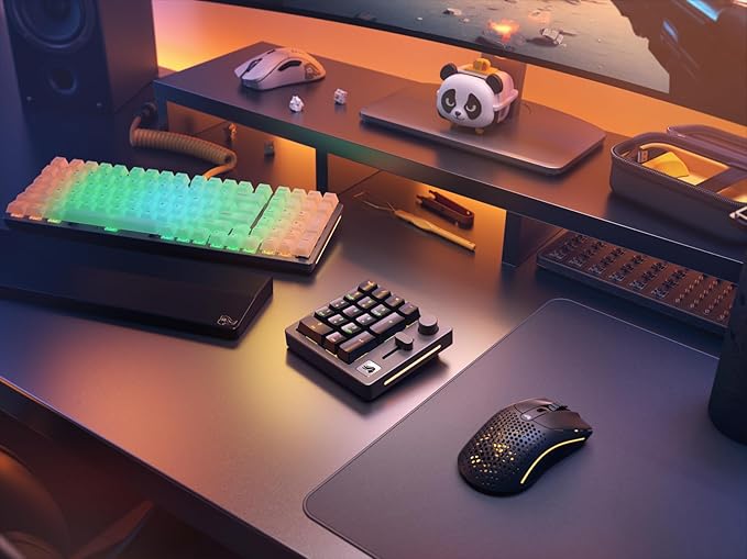 GLORIOUS GMMK Macro Pad - Black Mechanical Numpad - 10 Key USB Keypad - Hotswap Programmable Volume Knob RGB Backlit Wired &amp Wireless Bluetooth- Gaming Keyboard Number Pad