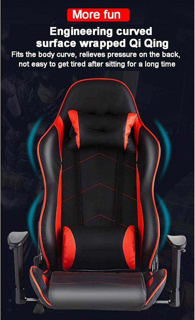 Office Chair Gaming Chair Computer Chair Racing Style Game Chair with Headrest and Lumbar PillowHigh Back Gaming ChairAndrgonomic Computer Chair E-Sports Swivel Chair PU Leather Gamer Chai