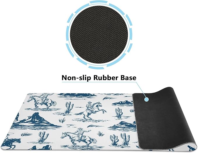 Western Cowboys Vintage Computer Mouse Mat Desk Pad Large Mouse Pad Keyboard Non-Slip Desk Mats for Work Game Home Office 35.4 x 15.7 inch