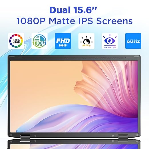 Maxfree Laptop Screen Extender 15.6'' FHD 1080P Dual Portable Monitor with USB C HDMI Plug &amp Play VESA Mountable Lightweight Dual Monitor for Laptop Windows Mac(M1/M2/M3 chip) Android Ps4 Sw