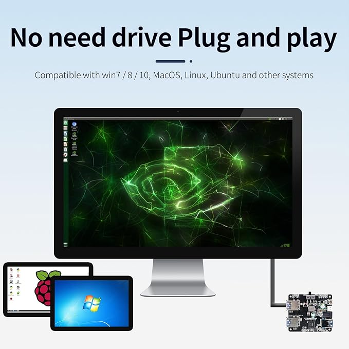 Yahboom 4 Port USB 3.0 Hub for Raspberry Pi Jetson Nano ROS Robot Compatible with USB 3.0/2.0/1.1 Driver-Free Plug&ampPlay Onboard External USB-A5V (Micro-USB)9~24V Power Port for High-Power Dev