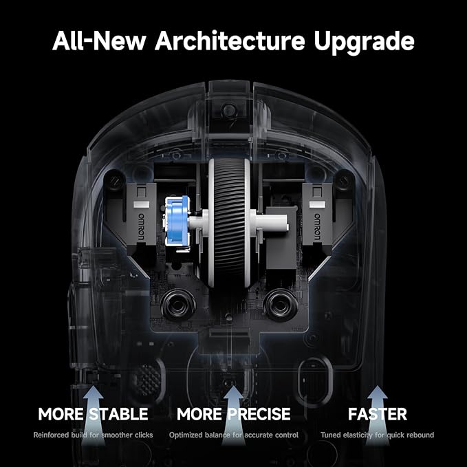 MCHOSE A7 V2 Ultra Wireless Gaming Mouse for Esports 59 g PAW3950 TI 42K DPI TOPSPEED Dual 8K Polling Rate 130 Hour Battery Life PC/Mac Black