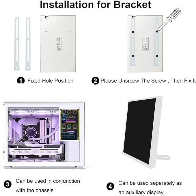 VSDISPLAY 7 Inch PC Case Screen 1280x800 Computer Temperature LCD Display with Theme Editor DIY CPU GPU RAM Data MonitoringWhite