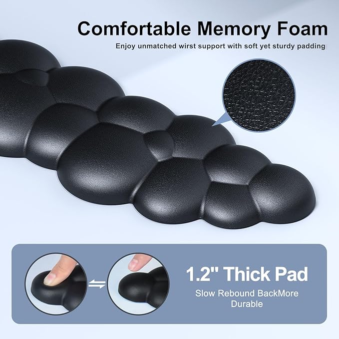 Cloud Mouse Pad with Wrist Rest Cloud Keyboard Wrist Rest Mouse Pad Wrist Support Ergonomic Keyboard Mouse Wrist Support (Black)