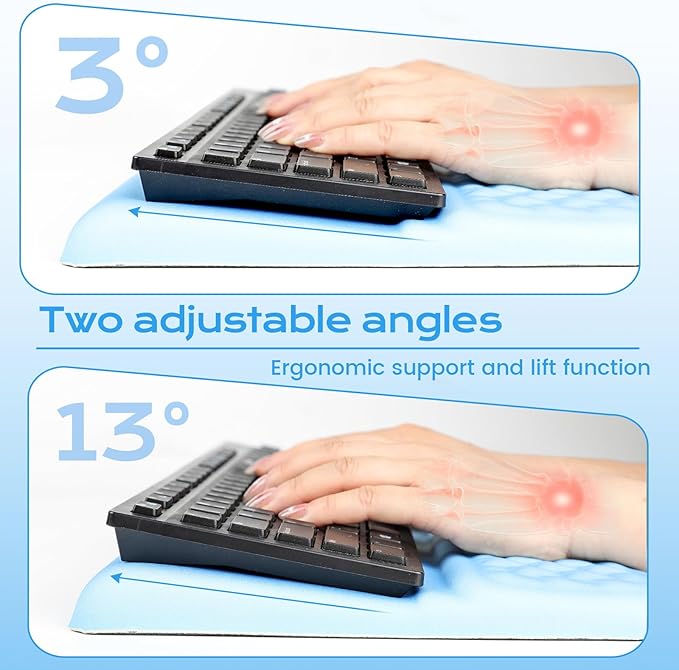 Keyboard Wrist Rest with Ergonomic Height - Computer Keyboard Stand &amp Soft Cushioned Pad for Wrist Pain Relief - Non-Slip Typing Support for Office Gaming &amp Home(Gradient)