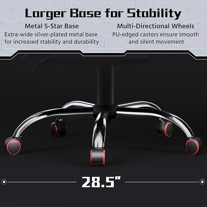 Yaheetech Gaming Chair Video Game Chair with Massage Lumbar Support and Footrest Height Adjustable Ergonomic Computer Chair with Swivel Seat and Headrest Black/Red