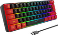 Snpurdiri 60% Wired Gaming Keyboard Ultra-Compact RGB Backlit Small Gaming Keyboard for PC Computer Gamer (Red and Black)