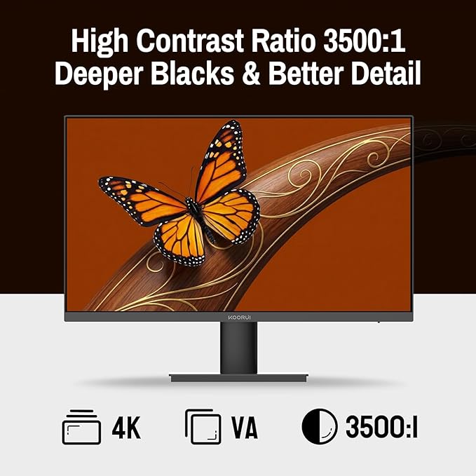 KOORUI 32 inch 4K Computer Monitor with HDMI 2.0 Displayport 1.4 Speakers 60Hz VESA HDR Support Desktop Monitor Compatible Free-Sync G-Sync Adaptive Sync for Office &amp Home