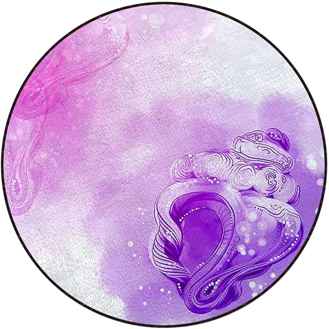 Violet Hardwood Floor Floor Mats for Office Chair Desk Chair Anti Slip Floor Protector Flourish Vision Petals Dreamlike Print Diameter 51 in