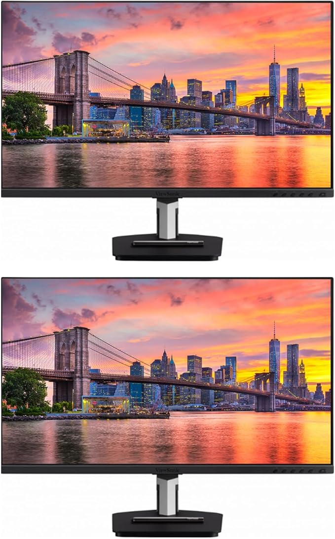 ViewSonic TD2455 24-inch 1080P FHD IPS Premium Monitor 2-Pack Bundle with 10-Point Touch Daisy Chain HDMI DisplayPort USB-C Speaker Stylus Pen
