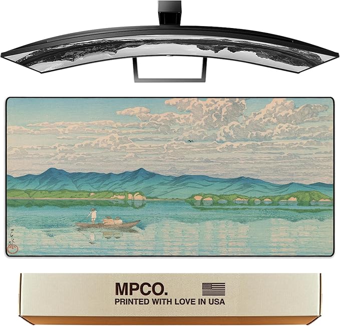 MPCO. Original Large Gaming Desk Mat – 36 x 17 Duraglyde Ukiyo-E Lake Hamana Full Desk Mouse Pad for Smooth Precision – Non-Slip Washable Extra-Large PC Mouse Pad for Gaming Sessions