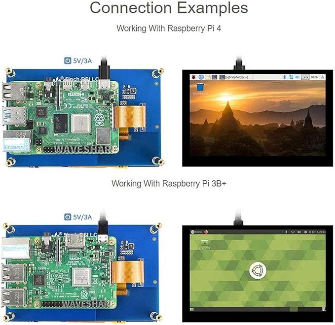 Waveshare 5 Inch Touch Screen for Raspberry Pi DSI LCD Screen Monitor 800×480 Display for Raspberry Pi 4B 3B+ 3A+ 3B 2B B+ A+ CM3/3+ Compatible with Raspbian Ubuntu Kali WIN10 IoT RetroPie
