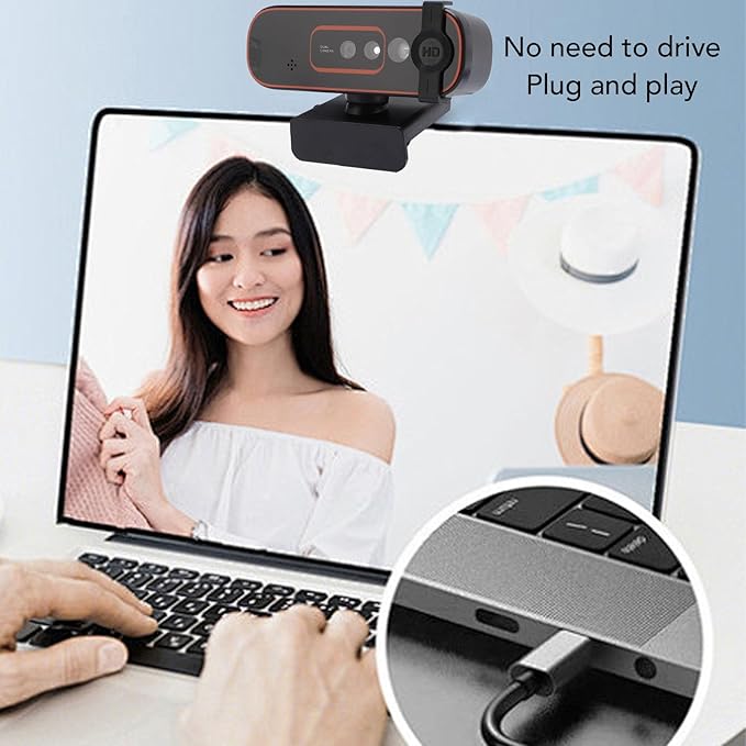 Dpofirs 1080P 30fps Webcam USB Computer Camera with Noise Canceling Microphone for Laptop Desktop PC Private Cover