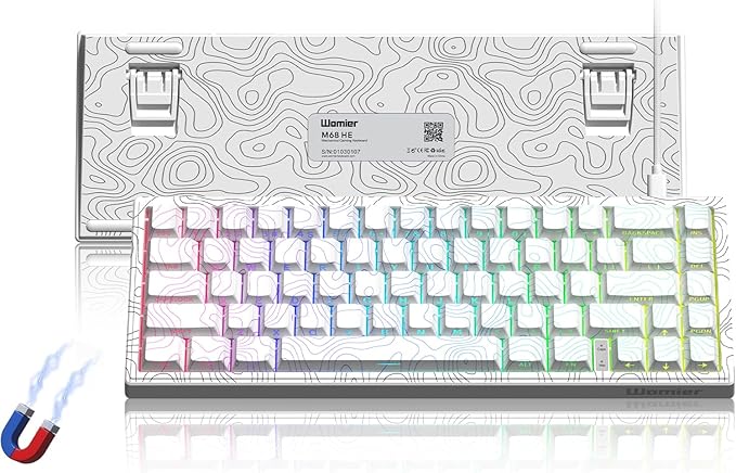 Womier M68 HE V2 Rapid Trigger Keyboard 60% Percent Hall Effect Topographic Gaming Keyboard Wired RGB Custom Mechanical Key Board with Magnetic Switch PBT Keycaps for Mac/Win (White)