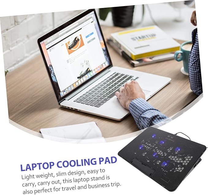 TEHAUX Laptop Cooling Pad for Gaming Laptops Adjustable Height Silent Fans USB Powered Compatible Ergonomic Design for Comfort and Cooling Efficiency