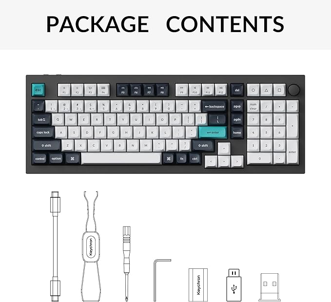 Keychron Q5 Max Wireless Custom Mechanical Keyboard 2.4 GHz Bluetooth QMK Full Aluminum 96% Layout RGB with Hot-swappable Gateron Banana Switch Compatible with Mac Windows Linux