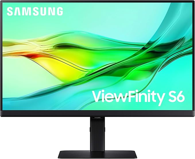 SAMSUNG 24 ViewFinity S6 (S60UD) Series QHD High Resolution Computer Monitor 100Hz HDR10 USB-C Built-In LAN Port Daisy Chain Support Easy Setup Height Adjustable Stand LS24D606UANXZA 2024