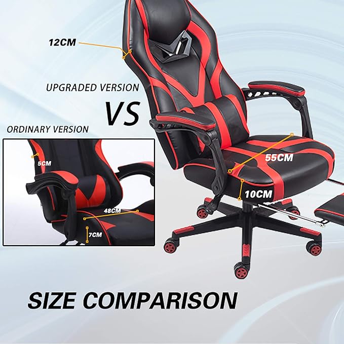 Office Chair Gaming Chair Computer Chair Ergonomic Gaming Chair with FootrestHigh Back Adjustable Swivel Chair Recliner for AdultsRacing PC Game Chair PU Leather Gamer Chair with Headrest