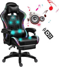 Computer Gaming Chair with Bluetooth Speakers RGB LED Lights Ergonomic Gamers Desk Chair Music Video Office Chair for Aldultsgaming chair with footrestMassage Gaming ChairHigh Back Gam
