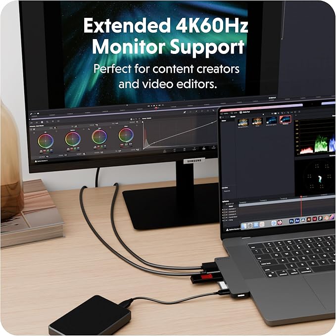 HyperDrive Next 6 Port Universal USB C Hub — 6 Port USB Hub for Seamless Laptop Connectivity w/ 4K60Hz 100W Power Delivery Ultra-Fast Data Transfer EcoSmart — Form-Fitting for MacBook &amp PC