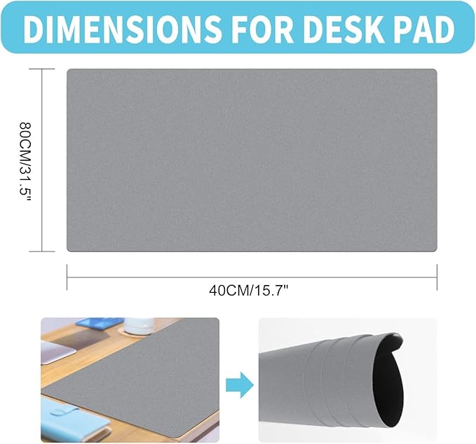 Magnetic Dry Erase Desk Mat for Making Plans31.5x15.7 Writable &amp Erasable Desk Mouse Pad with 2 Markers &amp 2 ClothsWaterproof Writing Desk Pad for Office Home School Classroom (Pale Gray)