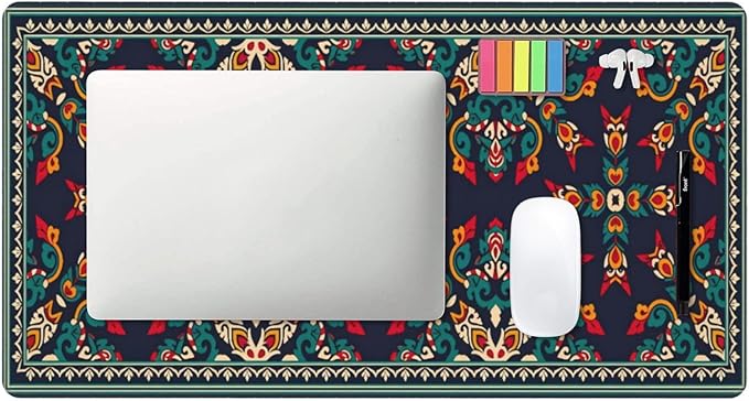 Traditional Moroccan Tile Desk Cover MatExtended Large Mouse PadComputer Laptop Mat Desk Decor for Office Game Home 30x16 Inch