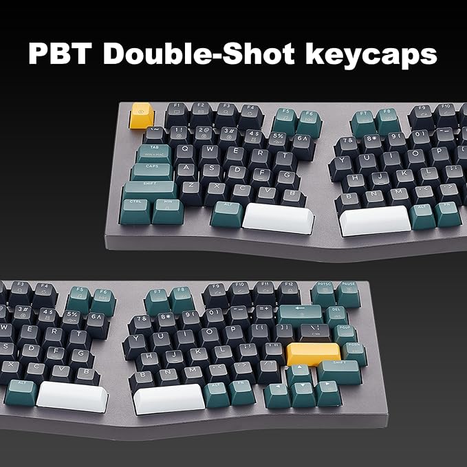 Hexgears F2 - Aluminum Custom Mechanical Keyboard Split Alice 83 Key Layout Ergonomic Keyboard Hot Swappable Slient Linear Switch BT5.0/2.4GHz/USB-C RGB Backlit for Win/Mac (Bamboo Gold)